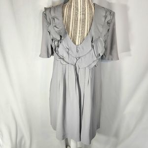 Minimarket Grey Ruffle Front Neckline Short Sleeve Dress Size 34/US 4